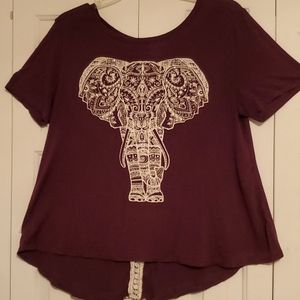 Moonchild tunic womens xl top. High/low Lace detail on back. Burgundy